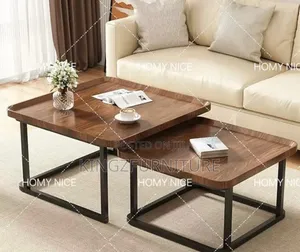 Modern Walnut Nesting Coffee Table Set