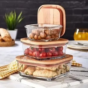 3 in 1 Glass Food Storage Containers With Bamboo Cover