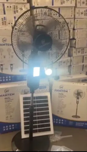 Hamtem 16" Solar Rechargeable Ac/Dc Fan With Solar Panel and Led Light