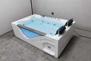 Modern White Acrylic Whirlpool Massage Bathtub Designed For Two People