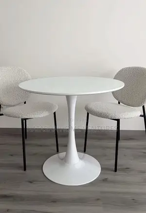 White Tulip Table + 2 Boucle Chairs