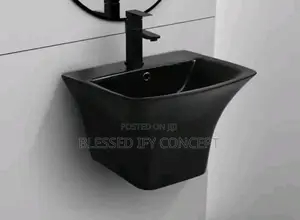 Wall Hung Wash Hand Basin, Black Color