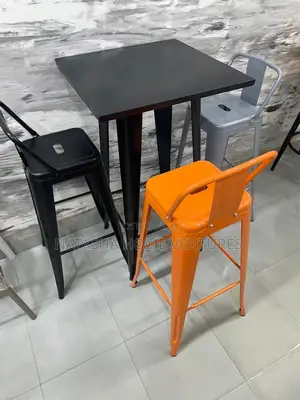 Industrial Tolix Bar Stools + High Table Set