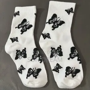 Butterfly Socks White Socks Y2k Vintage Sock
