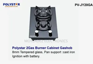 Polystar 2 Burners 8mm Tempered Glass Top Cabinet Induction Gas Cooker