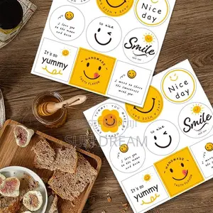 Happy Face Stickers Bakery Decoration Stickers Smoothie Design Sticker