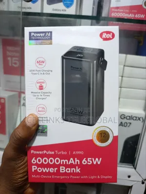 New Itel Power Pulse Turbo 60,000mah 65w Power Bank