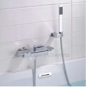 Chrome Wall-Mounted Waterfall Bathtub Faucet Shower Kit