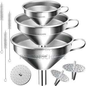 Stainless Steel Oil Strainer Jam Funnel Filter Spout Kitchen Tool 3pcs