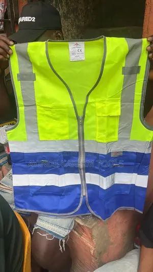 Reflective Jacket With Side Pockets(Blue And Lemon Colour)