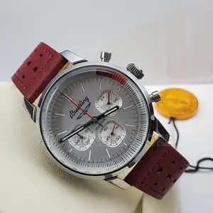 Bretling Genuine Leather Chronograph Men's Wristwatches