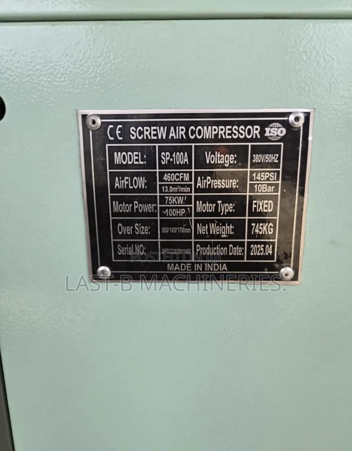 75kw 100hp Sparta Screw Compressor