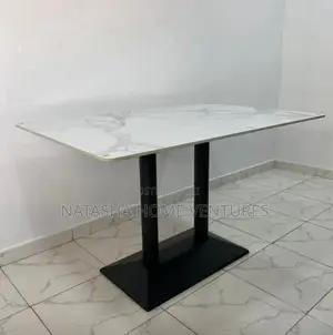 Marble-Top Dining Table (Black Frame)