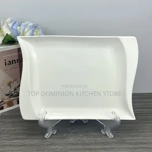 High-Quality Ceramic Luxury Rectangle White Dinner Plate (12pcs )