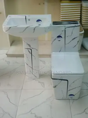 Water Closet With Wash Hand Basin Marble Designed