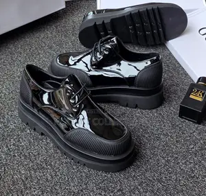 Glossy Leather Gucci Derby Shoe With Chunky Lug Soles