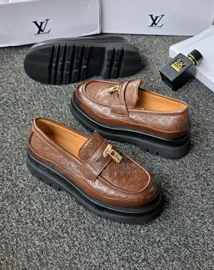 Louis Vuitton Patterned Loafers With Black Chunky Sole