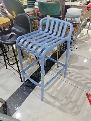 Blue Slatted Bar Stool