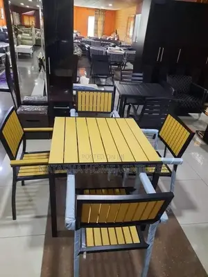 Yellow Black Steel Outdoor Dining Set