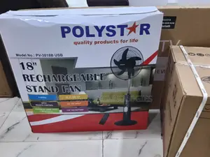 Brand New Polystar Pv-3018b-Usb Rechargeable Standing Fan With Remote