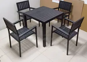 All-Black Polywood Outdoor Dining Set
