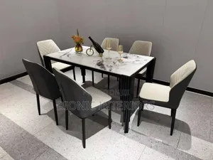 6 Seaters Marble Dining Table Set