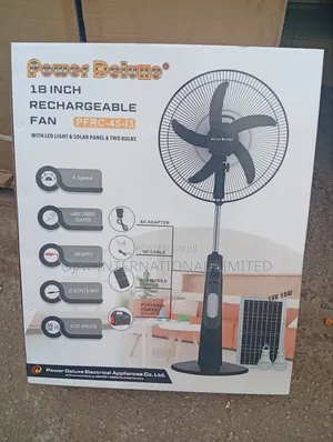 Power Deluxe Solar Rechargeable Fan With One Year Warranty Fan