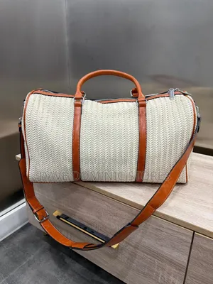 Luxury Straw Woven Boston X Brown Tan Faux Weekender Bag