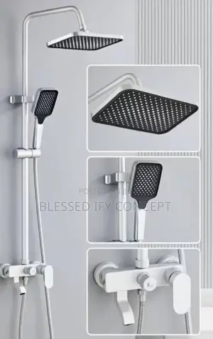 Quality Shower Mixer, White, Black, Gold