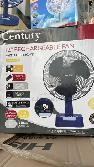 Century Rechargeable Table Fan. (4-35hours) Battery Life