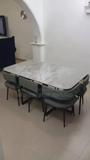 Marble-Top Dining Table With 6 Chairs