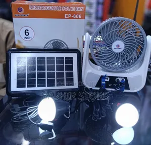 Rechargeable Solar Fan, a 6-Inch Portable Cooling Device.