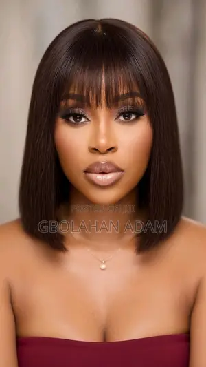 Full Frontal Bone Straight Bob Fringe