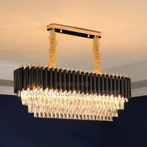 Morden Crystal Chandelier Light Black and Gold Body