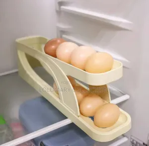 Automatic Rolling Egg Rack – Thickened Plastic Fridge Egg Organizer