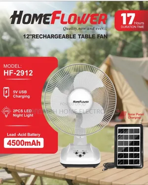 Homeflower Rechargeable Table Fan With a Panel