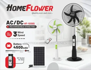 Homeflower 18inches Rechargeable Stand Fan With Solar Panel
