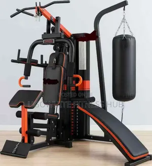 Multifunctional 3-Station Home Gym With a Punching Bag