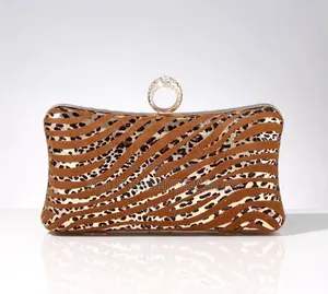 Unique Leopard Print and Gold Clutch Purse