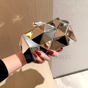 Luxury Silver Geo Clutch Purse