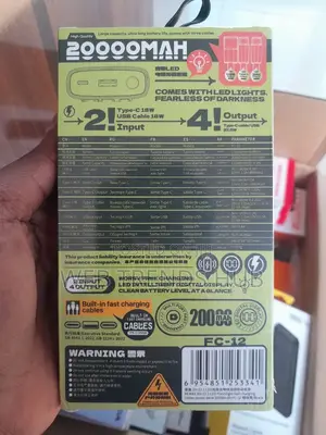 Brand New Remax 20,000mah 22.5w Super Fast Charge Powerbank (Fc-12)