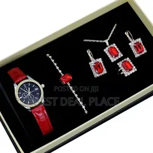 Ladies Bracelet Rhinestone Jewelry Set, Red, Green and Black Colours