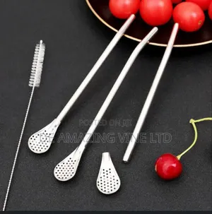 Stainless Steel Drinking Straw Spoon Tea Filterdetachable