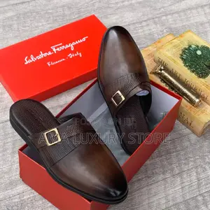 Salvatore Ferragamo Genuine Leather Men's Luxury Half Shoes