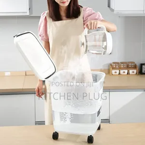 25kg Rice Storage Bin With Wheels And Measuring Cup