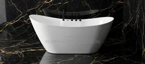 Luxury Freestanding Acrylic Bathtub With Chrome / Black Mixer Set