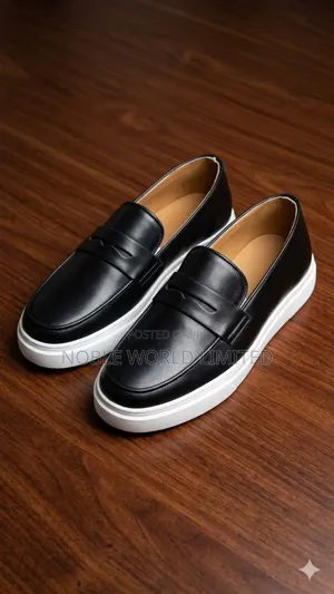 Black/Brown Solid Leather White Sole Shoes Abl 7h