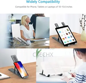 Foldable Laptop/Phone Stand, 3-in-1 Adjustable R for 10-17 Inch, Black