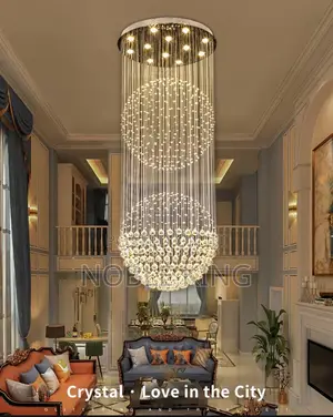 Creative 2 Large Crystal Balls Crystal Chandeliers Ladder Led