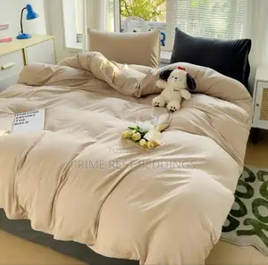 Premuim Beige Bedsheet Duvet Set (6by6)